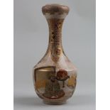 Japanese Satsuma Bottle vase of small proportions intricately decorated with extensive gilt stands