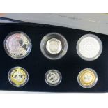 Family Silver Collection 2007 the six coin set comprising Two Pounds Britannia, Five Pound Crown