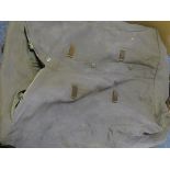 German Grey field uniform carrier, 3 button front with leather straps marked to inside of flap M
