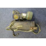 German General Issue gas mask and container with spare lenses. Marked AA to base. Mask and filter