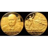 British Commemorative Medallion, 22ct gold, d.38mm, wt.48.6g: Winston Churchill 1874-1965 / "Very