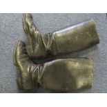 German Black full length marching boots, approx. uk size 10 matching pair. Hob nail bottom. label