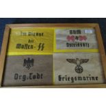 German framed collection of 4x arm bands