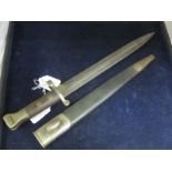 Bayonet: 1888 Pattern MKI 2nd Type (oil hole in grips) in its MKI steel mounted leather scabbard.