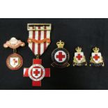 British Red Cross Medals and badges, inc County of Suffolk, Physio Therapist Medal, etc (5)
