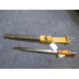 Bayonet: India Pattern MKII SMLE short bayonet dated 10.42 by R.F.I. Blued unfullered blade. In