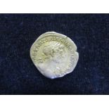 Hadrian silver denarius, Rome Mint 137 A.D., reverse reads:- P M TR P COS III and in exergue SALVS