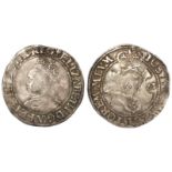 Elizabeth I silver Irish shilling, Second Issue, 1561, mm. harp and dated [15]61, reads:- REG, Spink