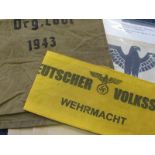 German army sports vest eagle with 1943 post sack and wehrmacht arm band