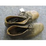 German Brown leather ankle boots size approx. 8. Issue stamps to interior. Hob nail soles.