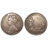 British Commemorative Medallion, silver d.34mm: Coronation of Queen Anne 1702 by J. Croker, Eimer