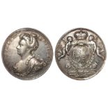 British Commemorative Medallion, silver d.34mm: Union of England and Scotland 1707, infant genii