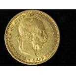 Austria gold 10 Corona 1896 GVF