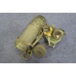 German Army service gas mask and container with spare lenses. Marked 25 to base. Mask and filter