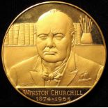 British Commemorative Medallion, 22ct gold, d.57mm, wt.137.9g: Winston Churchill 1874-1965 / "Very