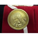 British Commemorative Medallion, hallmarked silver-gilt capsule d.77mm: Churchill Centenary