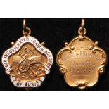 British Academic Medalet, enameled 9ct gold d.27mm, 7gms: The Incorporated London Academy of Music