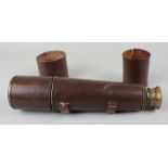 Early 20th century British 5 drawer telescope by Broadhurst, Clarkson and Co Ltd in fitted leather