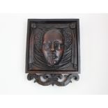 Possibly 17th Century carved Oak buttress support of Mary Queen of Scots measuring 38 by 29 cm