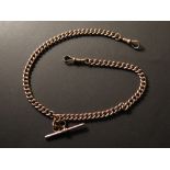 9ct Gold "T" bar pocket watch chain. length approx 39cm and weighing 22.4g