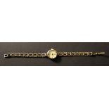 Ladies Accurist 9ct gold wristwatch on a 9ct bracelet (total weight approx.10.9g)