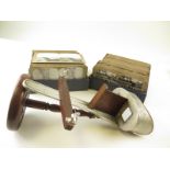 The Fine Art Photography Company Stereoscope Viewer with wooden stand, plus a quantity of slides,