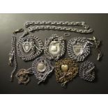 Assortment of Victorian and later watch chains, some hallmarked silver