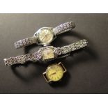 Mixed lot of 3 watches : Ladies Silver Marcasite cocktail watch, Tissot Seastar Ladies wristwatch,