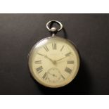Tho's Wakefield of Redcar Silver pocket watch, hallmarked Chester 1879, the white enamel dial with