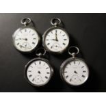 Four early 20th Century silver pocket watches, all J.G Graves "Express English Lever" types (AF)