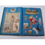 Large Victorian scrap book emblazoned in gilt to the cover Arthur Dodd 1886 and full of 19th century