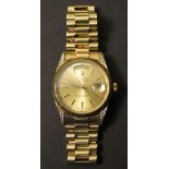 Boxed Gold Rolex Oyster Perpetual Day Date with Diamond shoulders President Bracelet with