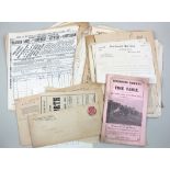 Southwold Railway - unusual original lot of ephemera INC 1914/1915 Time Table, various corespondence