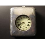Goliath pocket watch in a silver fronted travel case with green velvet interior