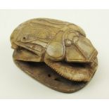 Extremely rare antique egyptian soapstone carving of a scarab beetle, measures 8.5 cm across