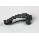 Romano British fibule brooch with remains of enamel decoration approx 4cm