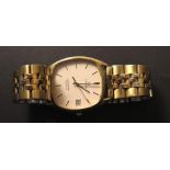 Gents Omega seamaster wristwatch, on a gold coloured stainless steel bracelet