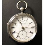 Silver Pocket watch, Fattorini & Sons Bradford, hallmarked Chester 1891, approx 50mm
