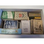 Job lot box of various sets of vintage playing cards including several novelty sets
