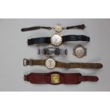 Mixed lot of six wristwatches four of which are gold cased and one of these is a Tudor watch, an