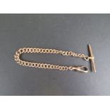 9ct Gold "T" bar pocket watch chain. length approx 20cm and weighing 19g