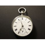 Silver pocket watch by G. & T. Davison of Newcastle, hallmarked Birmingham 1889 the white enamel