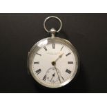 Silver open faced pocket watch. Hallmarked Chester 1899. Roman numerated and subsidiary second