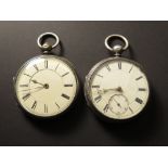 Two silver open face pocket watches, Hallmarked Chester 1880 & London 1872. both approx 50mm