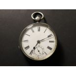 Silver open face pocket watch, hallmarked Birmingham 1884, Waltham Mass no. 2509339 , the white