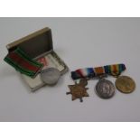 1915 Star Defence Medal to 15815 Pte W Hollyoak S.Staff R. of Willenhall, Staffs. Plus BWM to