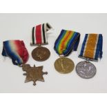 1915 Star Trio and GVI Special Constabulary Medal to 18-616 Pte William W. Thompson Durham L.I. (