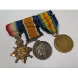 1915 trio to TF/1177 Pte F Lee R W Kent Reg mounted for wearing