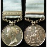 Army of India Medal 1851 with Bhurtpoor clasp correctly impressed to Corpl T. Henry, 59th Foot.