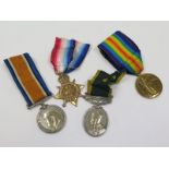 1914 Star Trio and GV Efficiency Medal with Territorial clasp to 12708 Gnr M L Redmond RFA (
